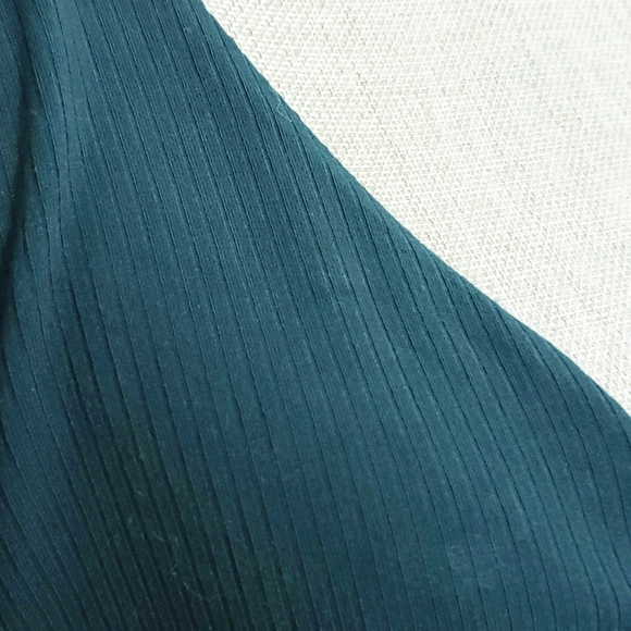 NEW Intermix Teal Leonie Tie Front Ribbed Dress - Picture 6 of 6